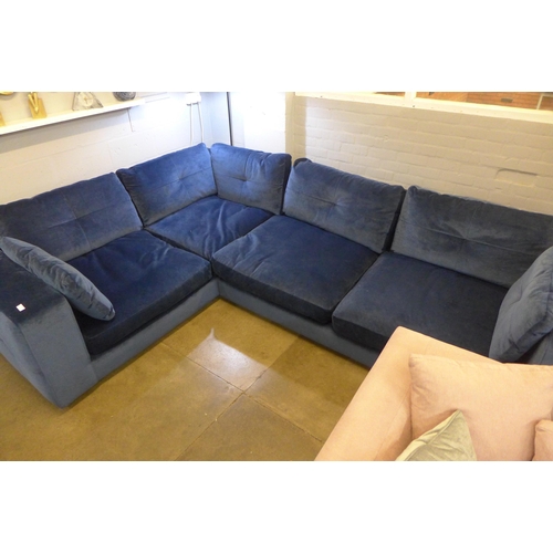 1318 - A Grand Designs deep ocean blue plush LHF corner sofa