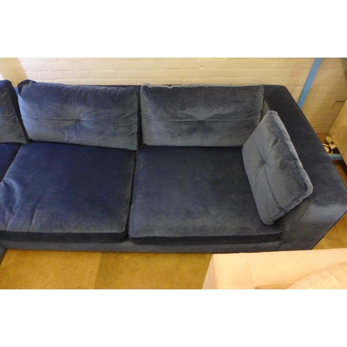 1318 - A Grand Designs deep ocean blue plush LHF corner sofa