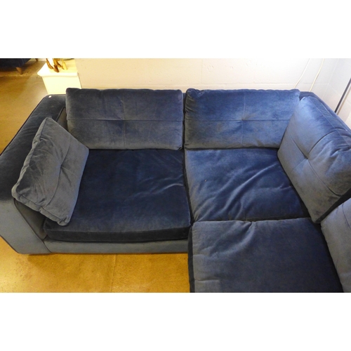 1318 - A Grand Designs deep ocean blue plush LHF corner sofa