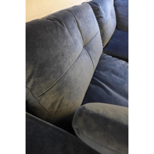 1318 - A Grand Designs deep ocean blue plush LHF corner sofa