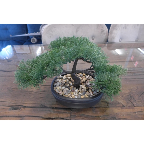 1330 - A small artificial Bonsai tree in black ceramic planter