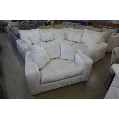 1342 - An Ivory velvet corner sofa and love seat