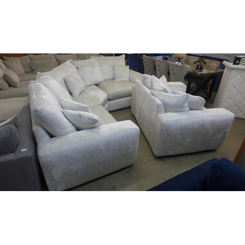 1342 - An Ivory velvet corner sofa and love seat