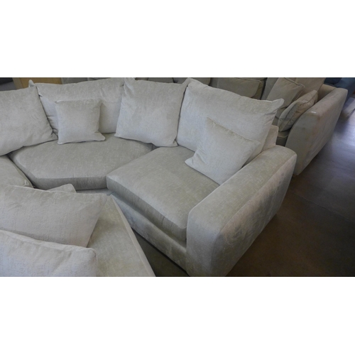 1342 - An Ivory velvet corner sofa and love seat