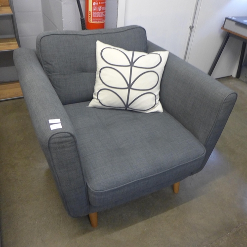 1380 - A grey upholstered armchair