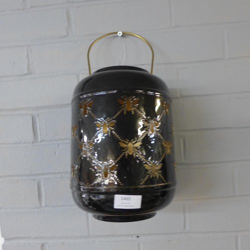 1449 - A black lantern with bee cut out design, H 26cms (TJBE1418)   #