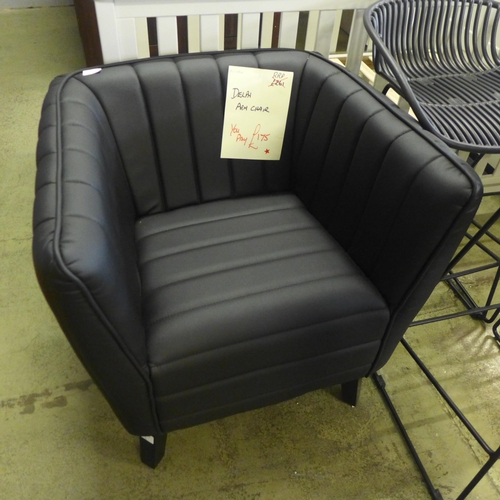 1482A - A Delph black leather effect tub chair