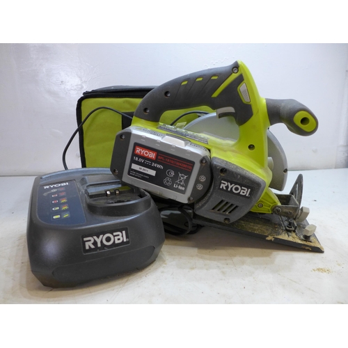 2001 - Ryobi 18v cordless chopsaw with battery & charger in Ryobi case