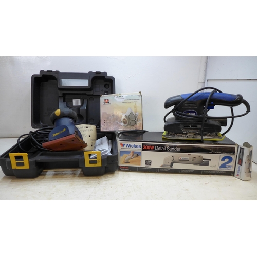 2027 - Joinery Powertool job lot: Wickes detail sander - W, Nutools power sander - W, and Performance power... 