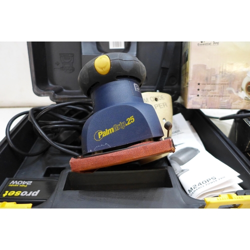 2027 - Joinery Powertool job lot: Wickes detail sander - W, Nutools power sander - W, and Performance power... 