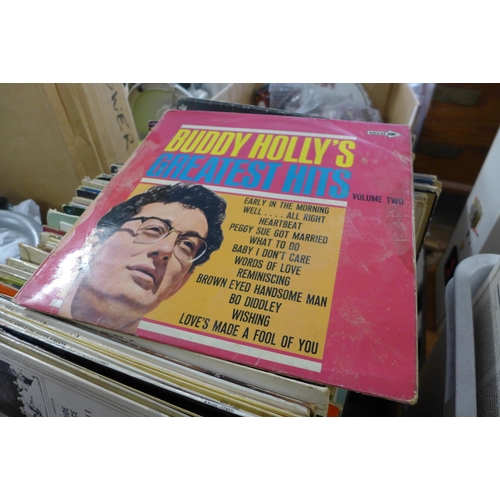 2064 - Approx. 150 LP's/33rpm records, mixed genres; pop/funk, country, easy listening and a box of approx ... 