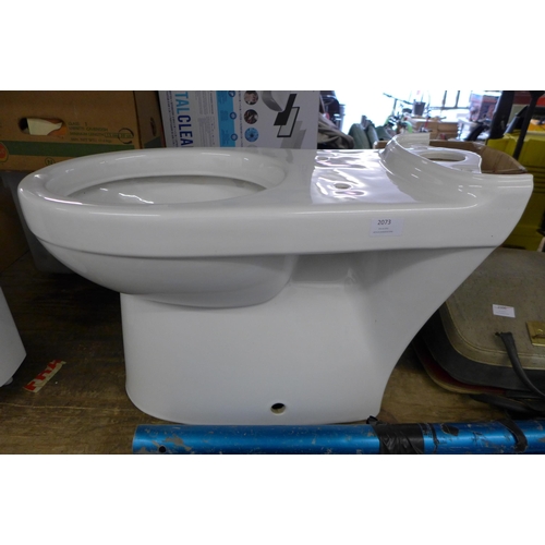 2073 - Unused white ceramic toilet bowl