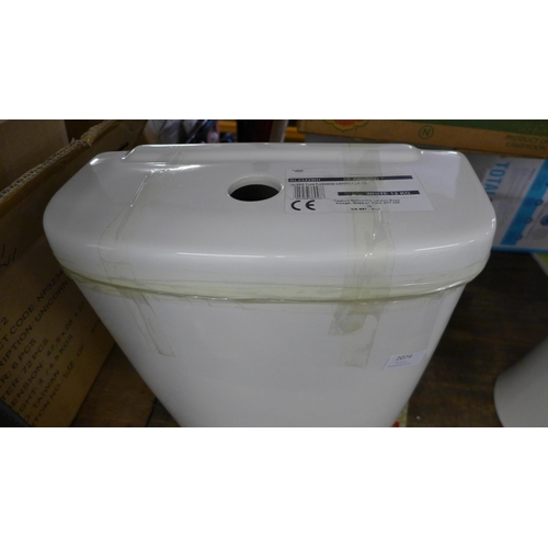 2074 - Wyford white ceramic toilet cistern, unused with fittings