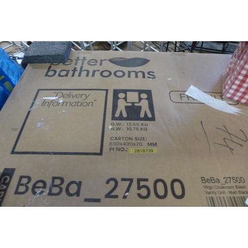 2083 - 2 Better Bathroom boxed vanity units (one black, one white) - with kingsize bedding set