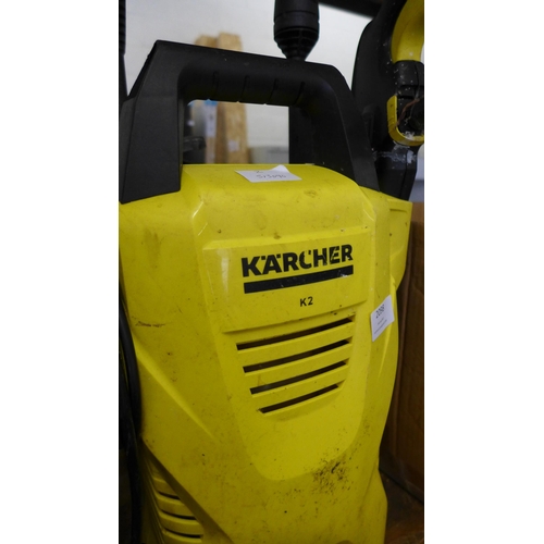 2098 - Karcher K2 jet wash with hose lance and pistol head attachments - W