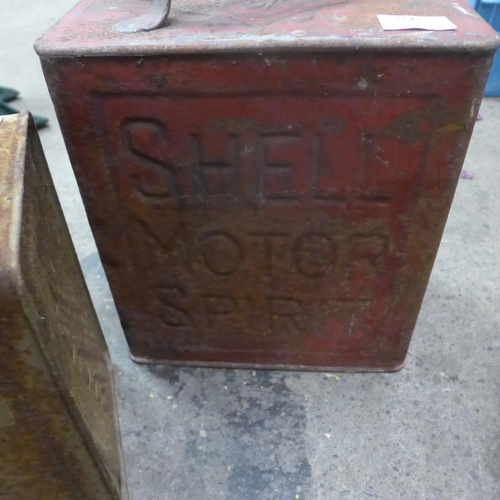 2172 - 3 Shell & Esso Blue Paraffin cans