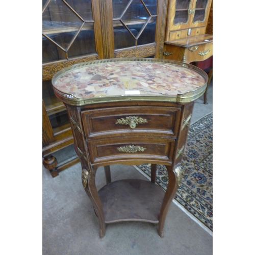 10 - A French Louis XV style marble topped table de nuit