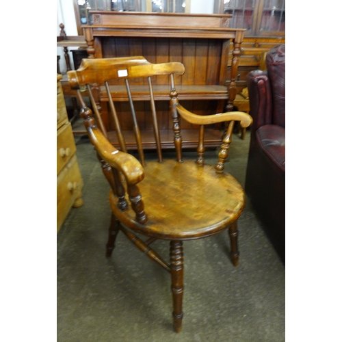 122 - A Victorian beech penny seat kitchen chair