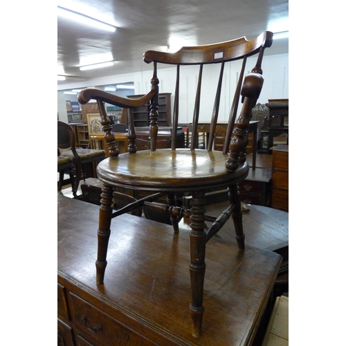 122 - A Victorian beech penny seat kitchen chair