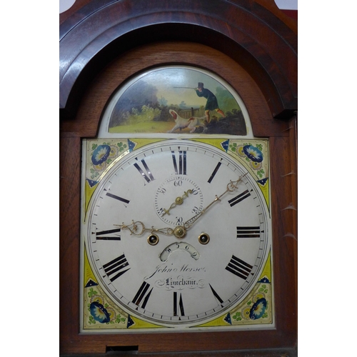 130 - An early 19th Century inlaid mahogany 8 day longcase clock, the painted dial signed John Morse, Lyne... 