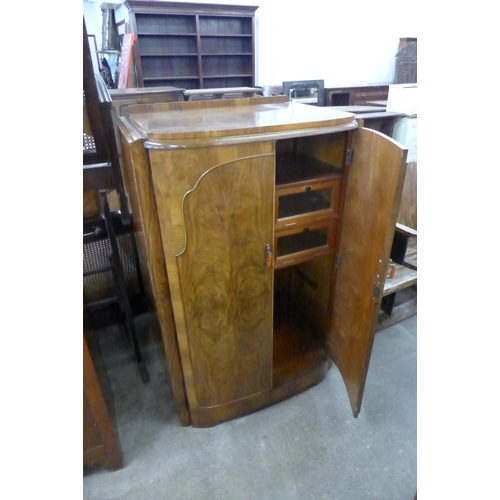 186 - An Art Deco walnut fitted tallboy