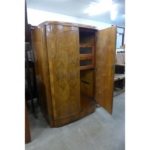 186 - An Art Deco walnut fitted tallboy