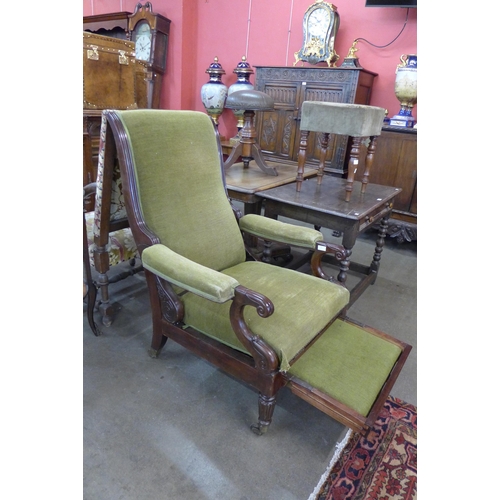 19 - A George IV mahogany and green fabric upholstered open armchair, manner of Gillows, Lancaster