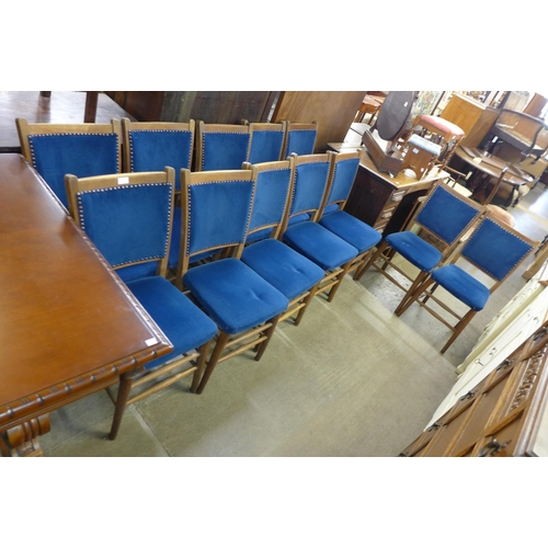 199 - A set of twelve early 20th Century beech chapel chairs