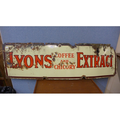 391 - A vintage enamelled Lyons Coffee and Chicory Extract sign