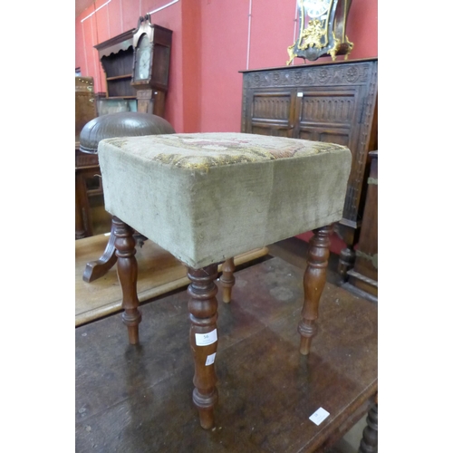 56 - A Victorian walnut and upholstered stool