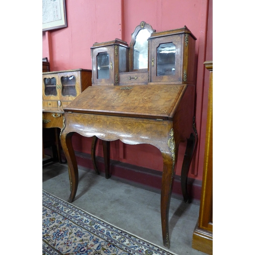 7 - A Victorian inlaid walnut bureau de dame