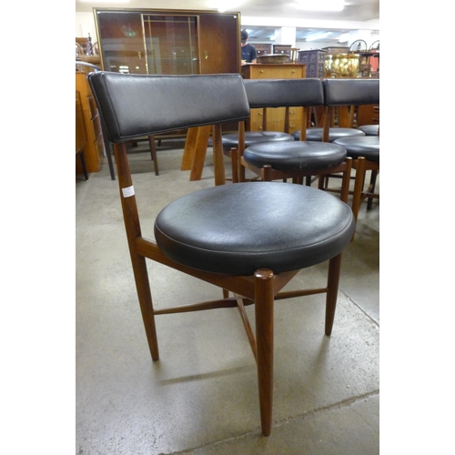 72 - A set of eight G-Plan Fresco teak and black vinyl dining chairs