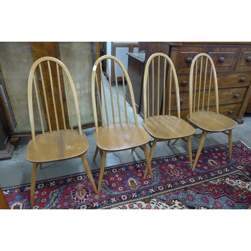 86 - A set of four Ercol Blonde elm and beech Quaker dining chairs