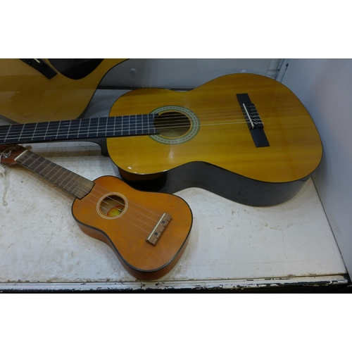 2233 - Puretone PTN100837 Classical guitar in case plus Fender DG5NAT acoustic guitar in Roksac case plus E... 