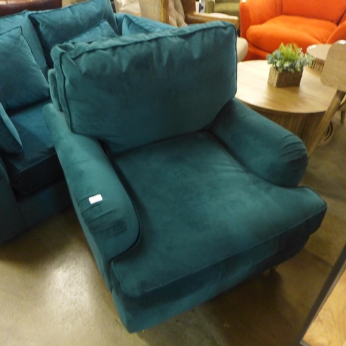 1382 - A sea green velvet armchair