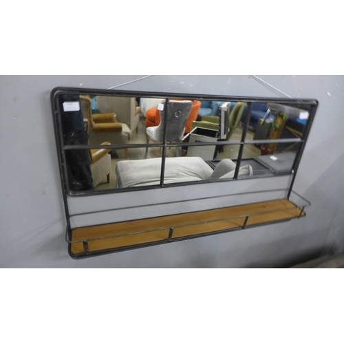 1404 - An industrial style mirror with shelf, W 55cms (RFB3342)   #