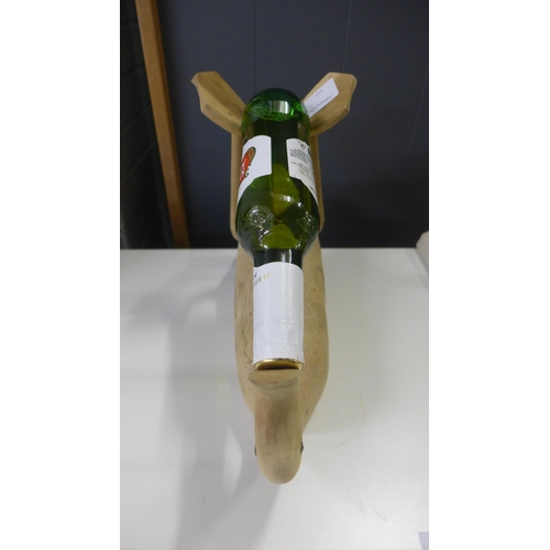 1411 - A wooden drunken duck bottle holder, H 40cms (LAW15012)   #