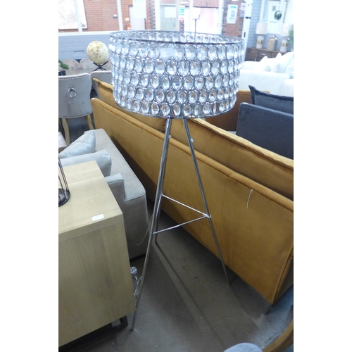 1421 - A tripod chrome and jewel effect floor standing lamp