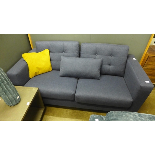 1435 - A blue upholstered two seater sofa