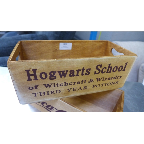 1468 - A vintage style Harry Potter Hogwarts School wooden box, H 28cm x W 12cms (FC2203)   #