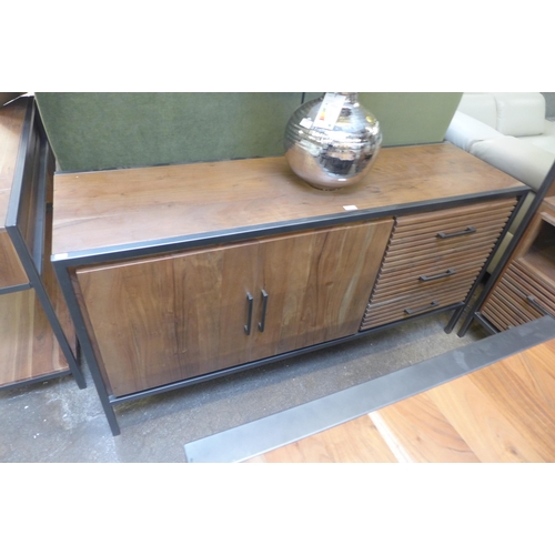 1540 - A Ribbed hardwood and gunmetal two door and three drawer sideboard