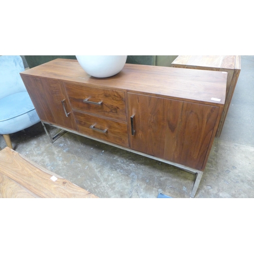 1546 - A Matrix hardwood and stainless steel two door two drawer sideboard