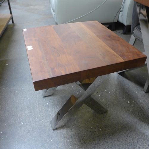 1561 - A Matrix hardwood and stainless steel lamp table