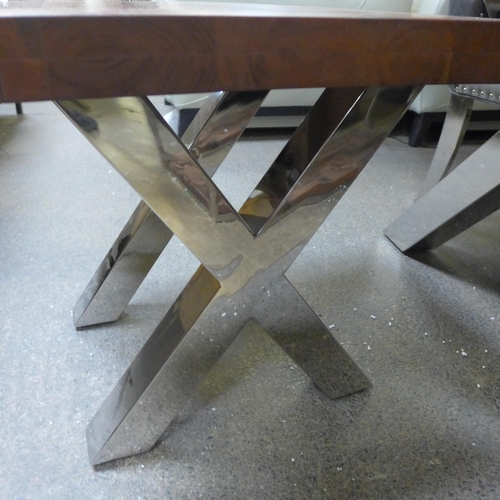 1561 - A Matrix hardwood and stainless steel lamp table