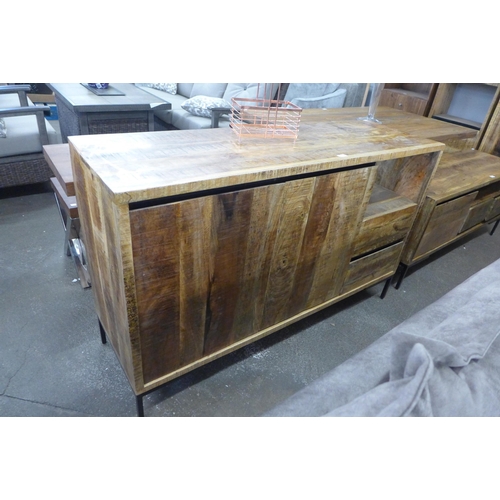 1569 - A Mallard hardwood and black metal large two door two drawer sideboard