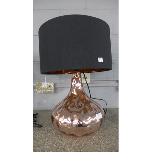 1581 - A rose gold and black shade lamp