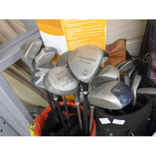 2342 - 8 golf bags with quantity of clubs including Lynx, Hippo, etc