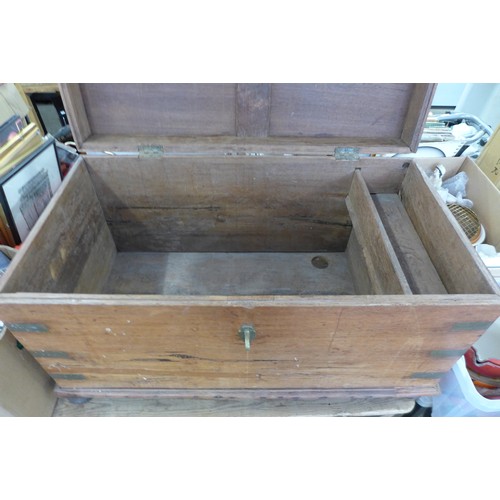 2108 - Teak and brass chest/blanket box