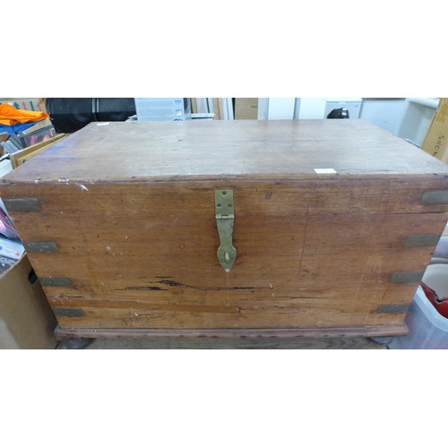 2108 - Teak and brass chest/blanket box