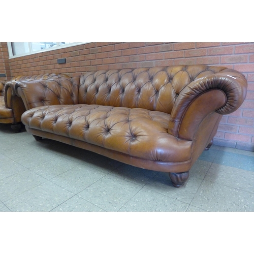 96 - A Tetrad chestnut brown leather Chesterfield settee